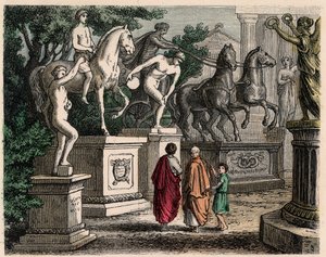 古代ギリシャ：オリンピアに1866年に建てられたオリンピックチャンピオンの像 作： Heinrich Leutemann