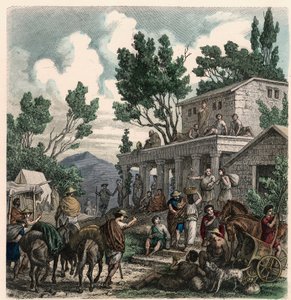 古代ギリシャ：1866年のオリンピック時のオリンピアへの道 作： Heinrich Leutemann