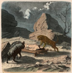 古代オリエント、ペルシャ人：遺体を晒す 作： Heinrich Leutemann