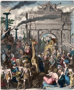 古代ローマ。ローマの広場での凱旋行進の様子 作： Heinrich Leutemann