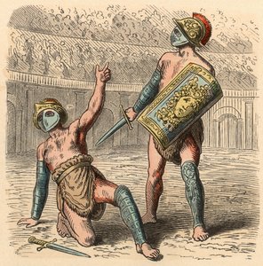 古代ローマ。円形闘技場でのグラディエーターの戦い