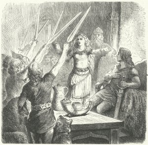 王の子供たちに乾杯するバルト人（彫刻 作： Heinrich Leutemann