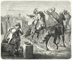 腐敗した都市ローマを去るヌミディアのジュグルタ（彫刻作品 作： Heinrich Leutemann