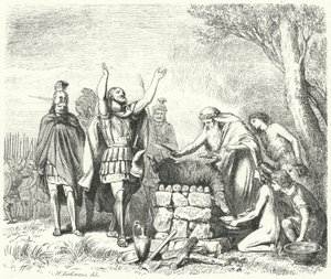 プラタイアの戦いの前に神々に生け贄を捧げるパウサニアス（前479年）（エングレーヴィング 作： Heinrich Leutemann
