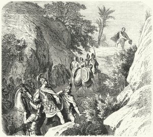 テッサリーの峡谷を行進するマケドニアのペルセウス（彫刻版 作： Heinrich Leutemann