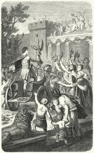 古代ギリシャのオリンピックチャンピオンの地元でのレセプション（彫刻 作： Heinrich Leutemann