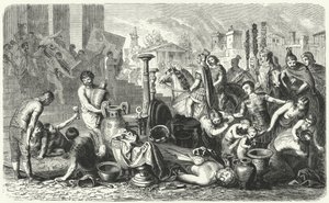 ギリシアの美術品を持ち去るローマ人(彫像) 作： Heinrich Leutemann