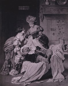 シェイクスピア「ウィンザーの陽気な女房たち」のシーン（第3幕第3場）（リトグラフ 作： Heinrich Lossow