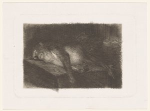 横たわる、眠る猿 作： Heinrich M. Krabbé