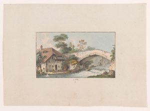 オルベの橋の近くの家の眺め à Orbe (オブジェクトのタイトル) スイスの景色（シリーズタイトル） Collection de quelques vues dessinées en Suisse d