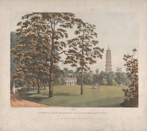 アルハンブラ宮殿とパゴダのキュー ガーデンの眺め、1813 年。 作： Heinrich Schutz
