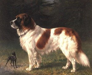 セントバーナードとミニチュアピンシャー 作： Heinrich Sperling