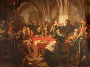 アウグスト・ノアック マールブルク城での宗教対話 1869年 額なし 作： ハインリヒ・シュテュルツル