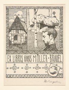 ブックプレート: Ex Libris Hans Mueller-Blauel 作： Heinrich Vogeler