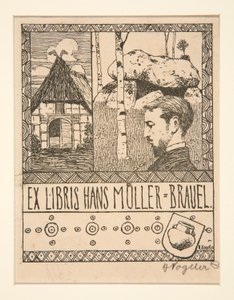 ブックプレート: Ex Libris Hans Mueller-Brauel 作： Heinrich Vogeler