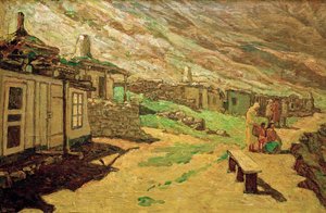 コーカサスの古い村、1940年。 作： Heinrich Vogeler