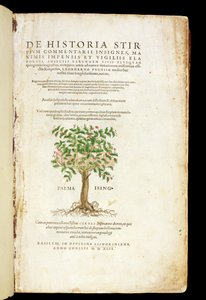 Rodolphe Speckle（d.1550）によって刻まれたLeonard Fuchs（1501-66）による &39;De Historia Stirpium Commentarii Insignes&39;のタイトルページ、1542年公開