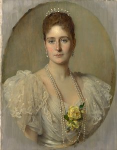 ロシア1872-1918年の皇后アレクサンドラフョードロフナの肖像、皇帝ニコラス2世の妻、1897年。 作： Heinrich von Angeli