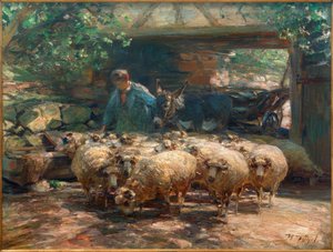 羊の群れの芽出し 作： Heinrich von Zügel