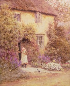 コテージのドア（水彩画 作： Helen Allingham