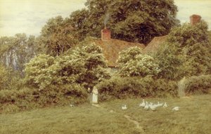 ワイト島のファリンフォードにあるコテージ 作： Helen Allingham