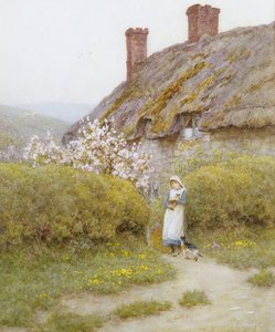ドーセットシャー・コテージ（水彩・紙 作： Helen Allingham
