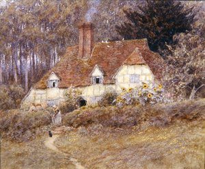 A Surrey Cottage（水彩・紙） 作： Helen Allingham