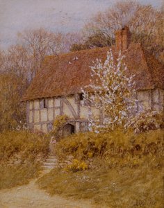 サリーのコテージ (紙に水彩) 作： Helen Allingham