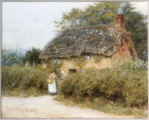ピーレイク近くのわらぶき屋根のコテージ、サリー 作： Helen Allingham
