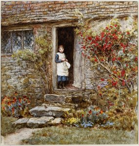 Corcorus Japonica（引っかき傷のある水彩画） 作： Helen Allingham
