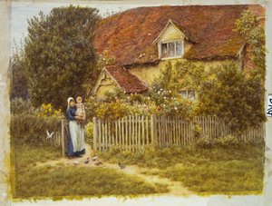 イーストエンドファーム、モスレーン、ピナー 作： Helen Allingham