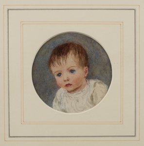 赤ちゃんの頃のジェラルド・アリンガム（水彩・紙 作： Helen Allingham