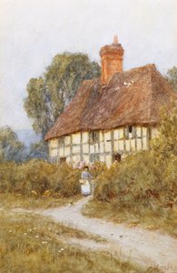 買い物に行く（引っかき傷のある水彩画） 作： Helen Allingham