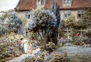 マナー・ファーム・ガーデン、ヨークシャー、1901年頃（水彩・紙 作： Helen Allingham