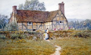 アルフリストンの古いコテージ （水彩・紙 作： Helen Allingham