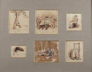 童謡」（紙にセピアペン＆ウォッシュ 作： Helen Allingham