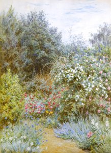 サリー州マンステッド・ウッド、ガートルード・ジキルの庭のバラ（水彩画） 作： Helen Allingham