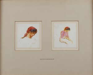赤いヘッドスカーフの少女の研究 作： Helen Allingham