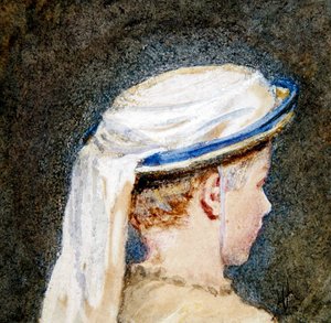 The White Bonnet」（水彩・ボディカラー・紙） 作： Helen Allingham