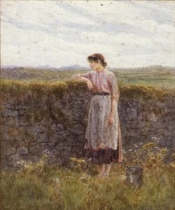若いミルクメイド（水彩 作： Helen Allingham