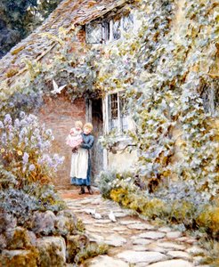 バインコテージ（水彩・紙 作： Helen Allingham