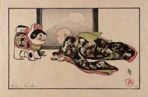 子犬の猫と赤ちゃん 作： Helen Hyde