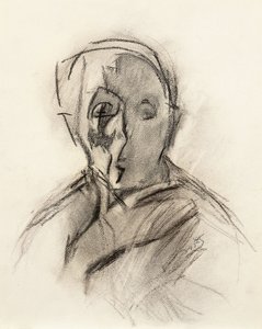 目を閉じたアーティストの自画像 作： Helene Schjerfbeck