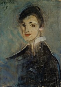 黒衣の歌手、1916～1917年。 作： Helene Schjerfbeck
