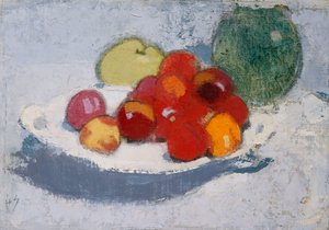 果物のある静物、1915年頃（キャンバスに油彩） 作： Helene Schjerfbeck