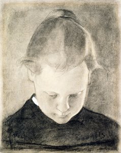 読書少女、1905年頃（紙に木炭とグワッシュ） 作： Helene Schjerfbeck