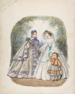 フランスのファッション雑誌のイラスト。 1862年。 作： Heloise Leloir