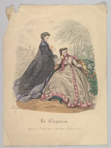 19 世紀のラ エレガンシア バルセロナの 2 人の女性の屋外、No. 720。 作： Heloise Leloir