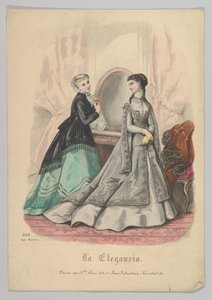 鏡を持った二人の女性、No. 868、19 世紀のラ エレガンシア サン セバスチャンから。 作： Heloise Leloir