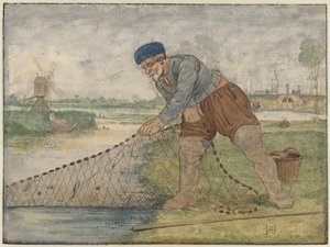 網を引っ張る漁師 作： Hendrick Avercamp